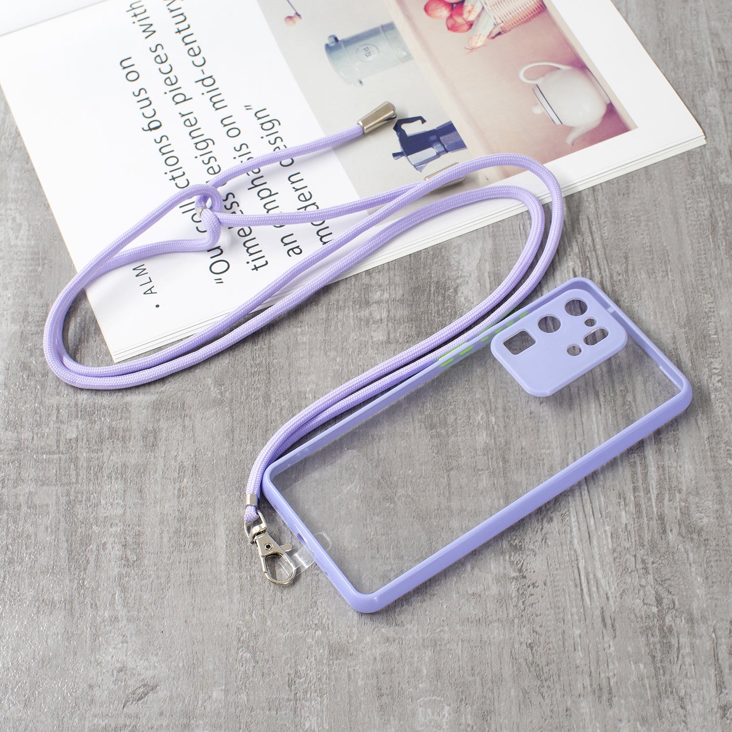 Transparent TPU + Acrylic Combo Back Phone Cover Shell with Lanyard for Samsung Galaxy S20 Ultra 4G/5G - Purple Transparent TPU + Acrylic Combo Back Phone Cover Shell with Lanyard for Samsung Galaxy S20 Ultra 4G/5G - Purple